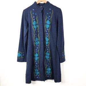 Sundance Embroidered Long Blue Sweatshirt Jacket L